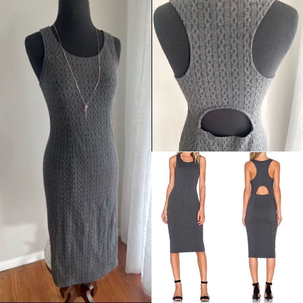 Jack By BB Dakota Gray Cutout Bodycon Midi Dress